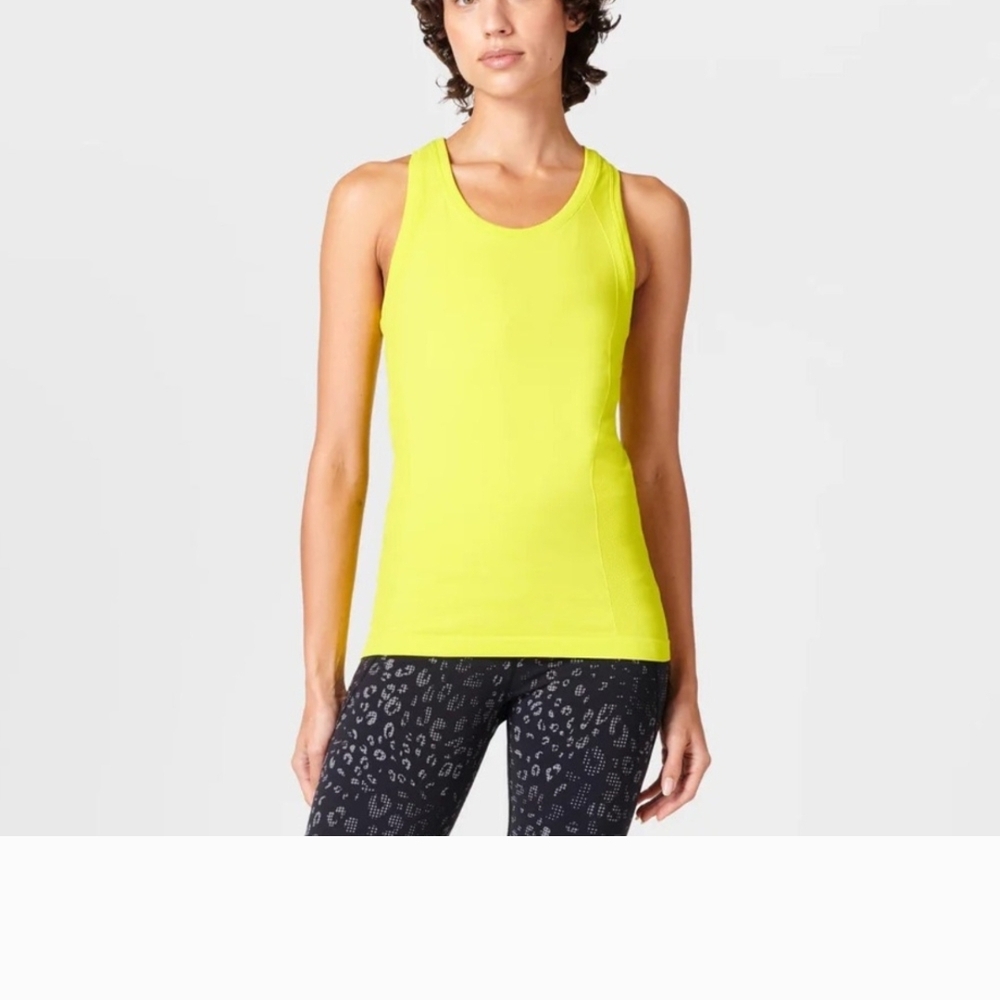 Sweaty Betty Womens Athlete Seamless Workout Vest Canary Yellow Size XL NWT